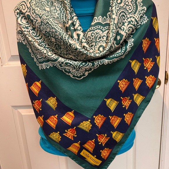 Valentino Scarf. 100% Silk. Hand Rolled. Made in Italy. 35” - Picture 2 of 15